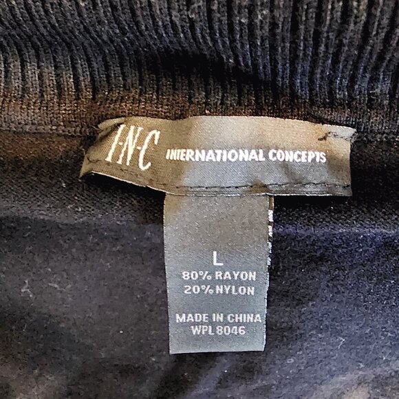 INC Color Block Knit Tunic Sweater Dress Women Sz L Long Sleeve Viscose Blend - Picture 2 of 15